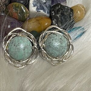 Etienne Aigner Vintage Robins Egg Blue Speckled Earrings